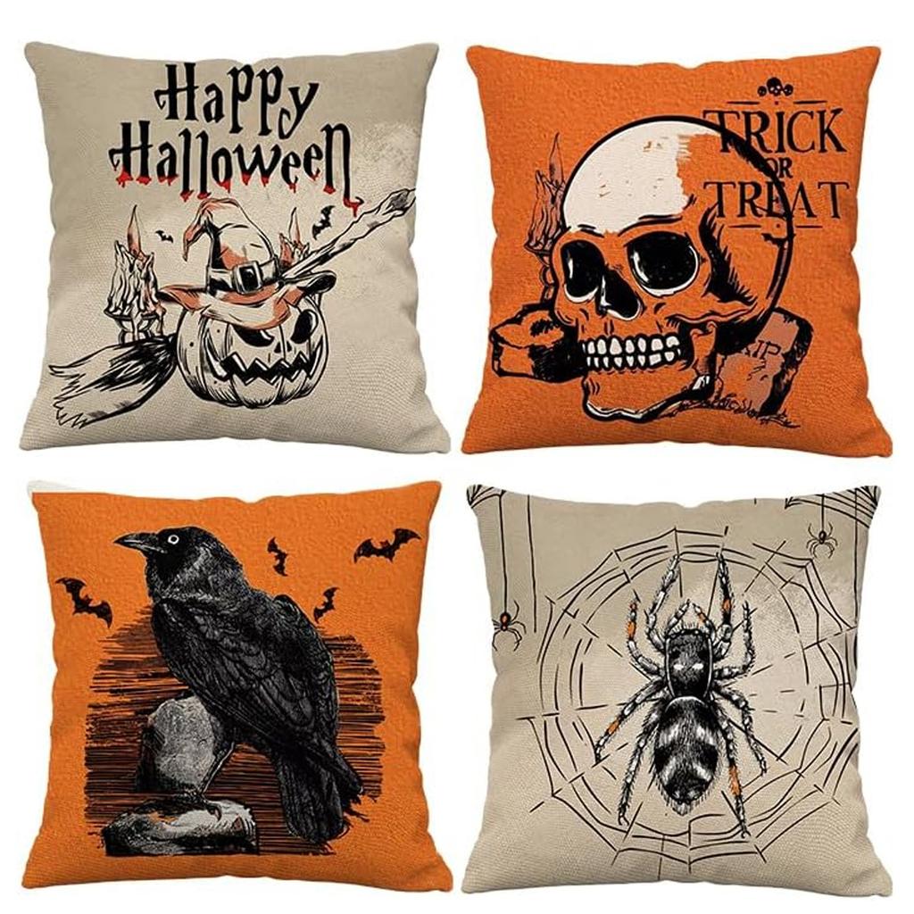 Halloween Pumpkin Skeleton Pillow Festival Home Party Decoration Living Room Sofa Cushion Bedroom Bedside Pillow Cover