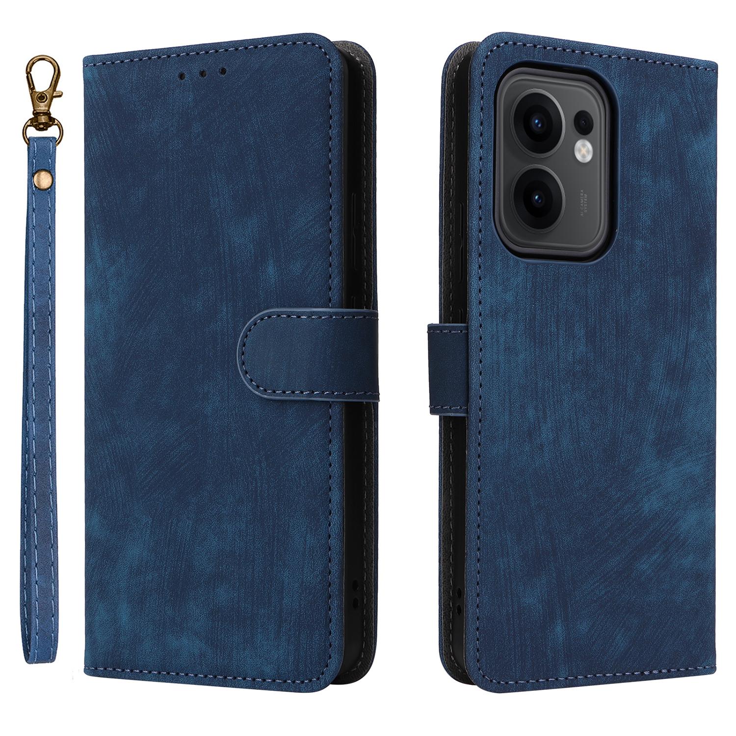 

For Oppo Reno13 F 5G/4G Wallet Case RFID Blocking PU Leather Cover Stand View Blue