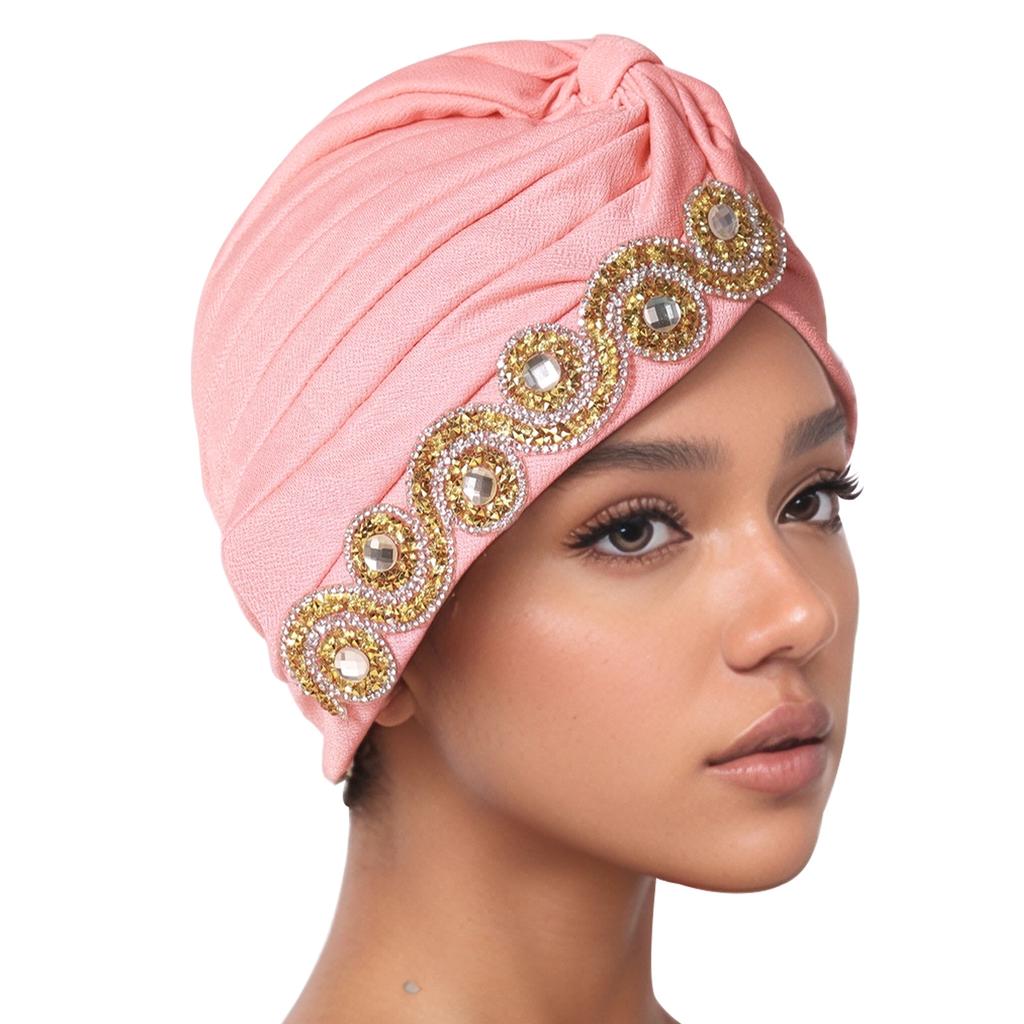 Indian Women Chemo Cap Muslim Diamonds Hijab Pleated Turban Wrap Headscarf Beanies Hair Loss Bonnet Hat Femme Turbante Mujer New