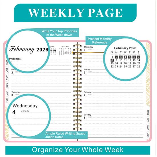 2025-2026 Planner 18-Month Daily Weekly Monthly Planner Organizer Runs Jul. 2025 - Dec.2026 Spiral Agenda Book for Office School Supplies