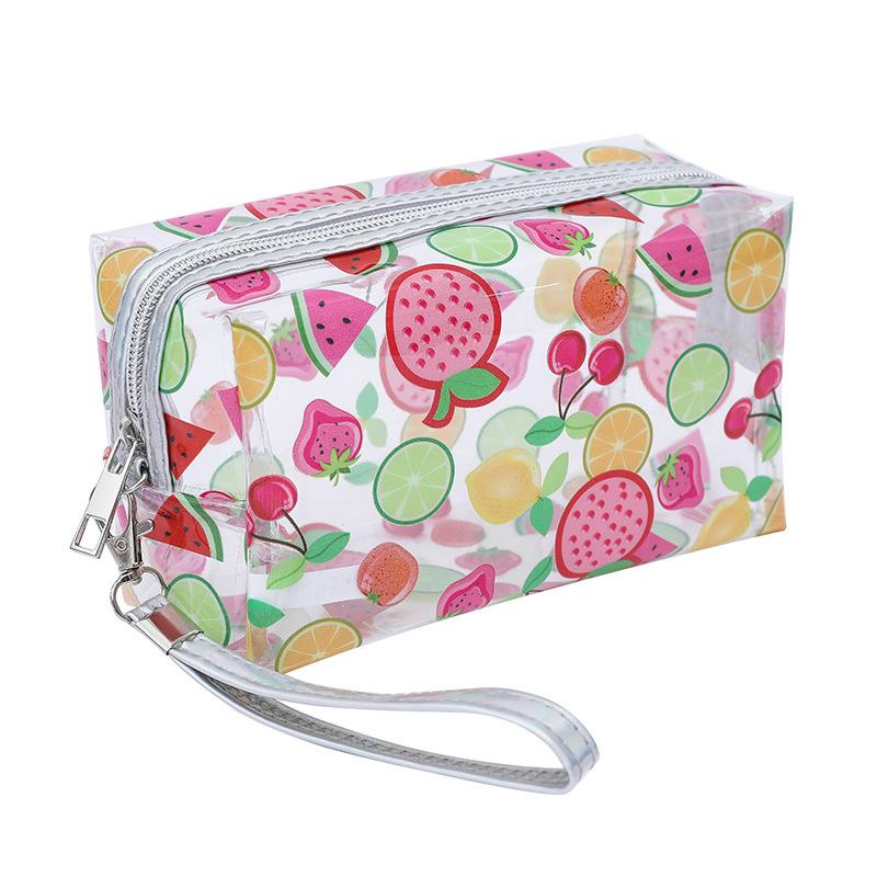 Storage Organizer Pvc Transparent Wash Bags Fruit Printed Cosmetic Pouch Large Travel Cosmetics Storage Makeup Accessory