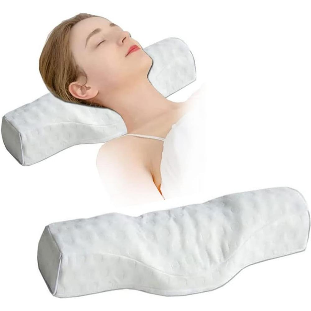 Pernă Cervicală pentru Gât pentru Dormit cu Alinare a Durerii, Pernă Rulou pentru Gât Spumă cu Memorie, Pernă Cilindrică de Călătorie pentru Pat pentru Persoane care Dorm pe Lateral, Persoane care Dorm pe Spate. (albastru)