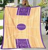 1pc Cozy Basketball Court On The Beach Print Blanket Flannel Throw Blanket for Sofa, Bed Living Room Office Travel, Camping