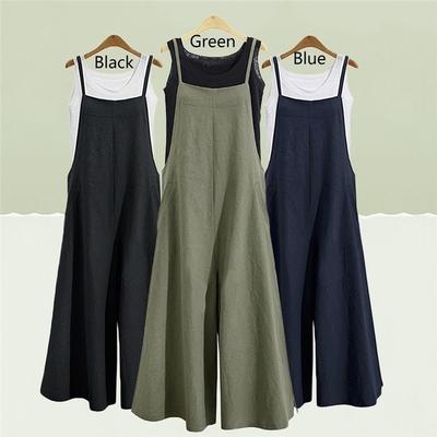 6 Colors Women Classic Spring and Summer Tank Jumpsuit Ladies Casual Loose Wide Leg Pants Long Suspender Pants Bib Overalls Plus Size