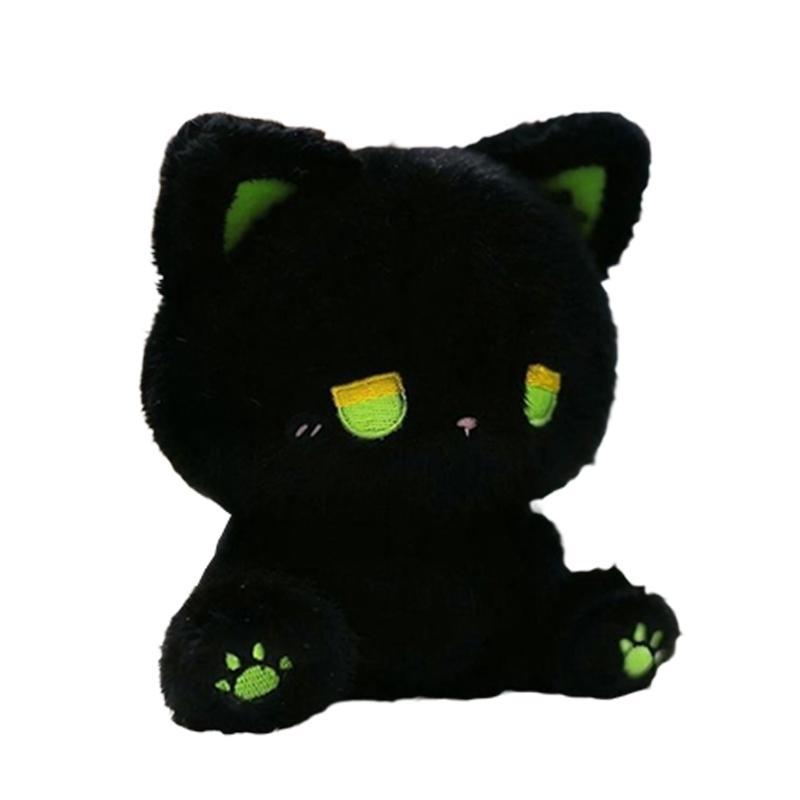 Cute Cat Plush Toy Emo Sad Fluffy White Black Kitten Soft Animal Stuffed Doll Cute Sleep Toys Birthday Valentine's Day Gift