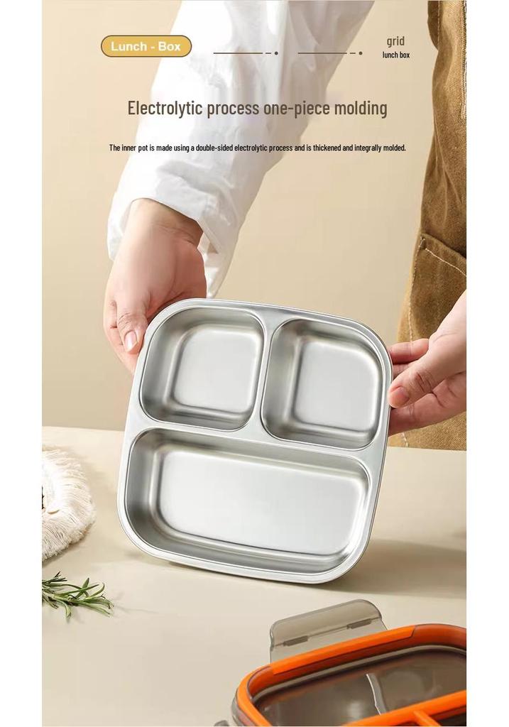 304 Stainless Steel Compartment Lunch Box | Sealed for Portion Control | Office & Microwave Safe
