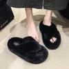 Fashion 2025 New Fashion Color Block Fur Slippers for Women Fuzzy Open Toe Indoor Slides for Woman Non Slip Warm Plush House Slippers