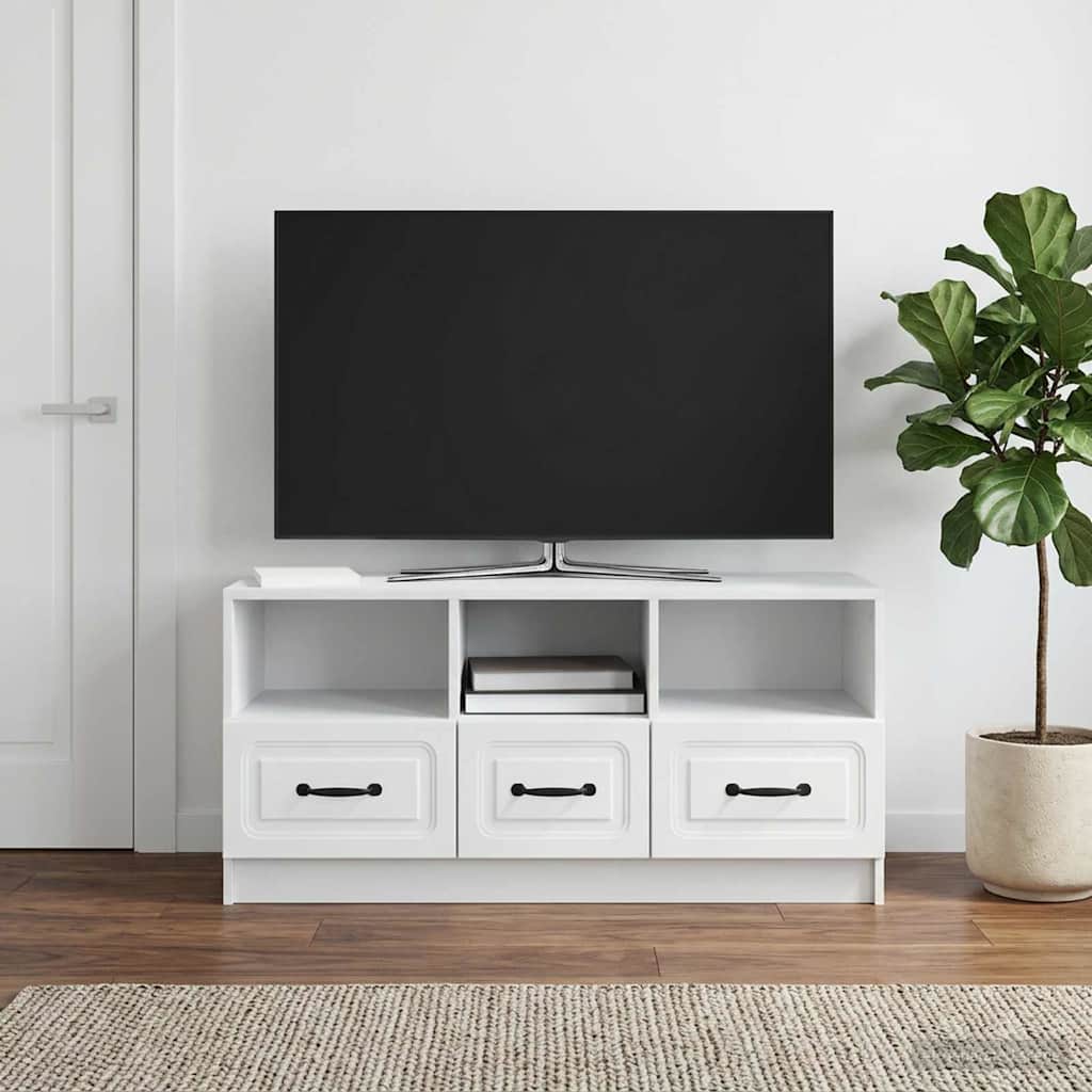 TV Cabinet with Drawers White 102 x 34.5 x 47 cm Engineered Wood