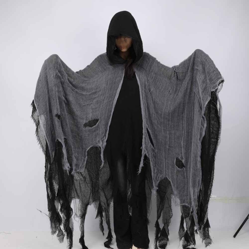 Horror Zombie Tattered Hooded Capes Unisex Halloween Ghost Dementors Cosplay Costume Day of The Dead Party Props Cloaks