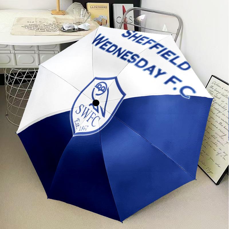 Blue Sheffield With Owl Automatic Folding Umbrella - 8-Rib Travel Umbrella with Auto Open/Close & Portable Gifts for Holidays or Birthdays