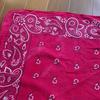 Used 70s Vintage USA Made Paisley Pattern Bandana Used Scarf Red Handkerchief One-Ear Men's