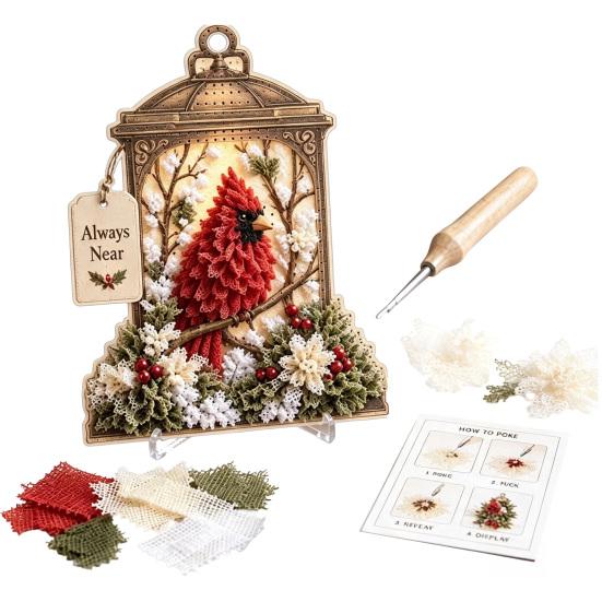 Dekorative Laterne Bastelset 3D Stoff-Poke-Art, DIY Vogel-Erinnerung Blumen-Set und Muster, Punch Needle Set für Erwachsene, Haus Tisch Kaminsims Dekoration