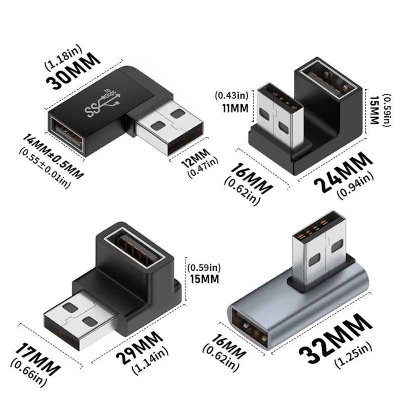 USB C 90 Derece Yan Açılı Konnektörler Hızlı Şarj Kablosu Adaptörü Dar Alanlar İçin Güvenli Seyahat Dostu