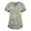Women's Short Sleeve V-Neck Cute Animals Printed Pocket Carer Top