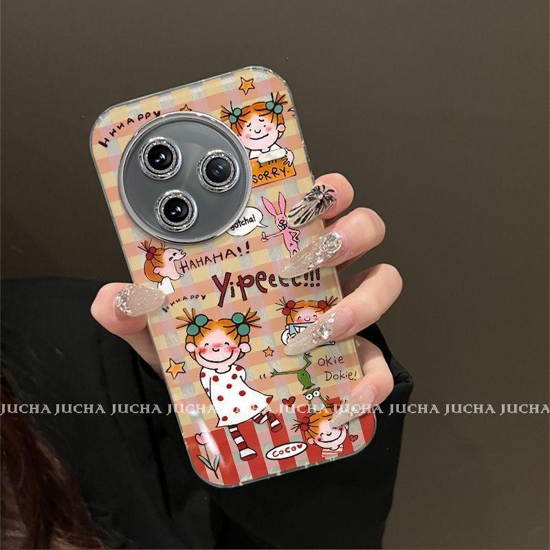 Full Coverage Shockproof Silicone Phone Case Redmi K80 K70 Pro K50 With Lanyard Strap Cartoon Style Girl Edition Xiaomi Redmi K80 Pro