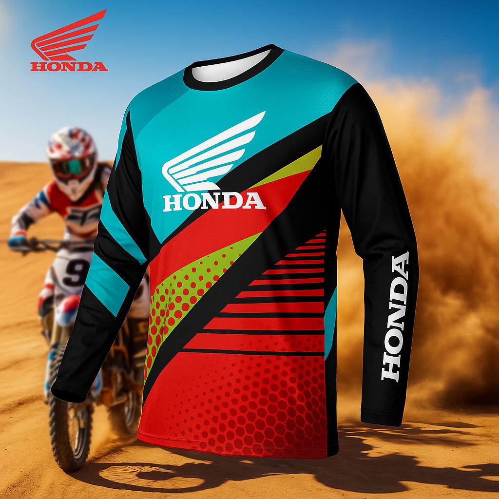 Honda 26 New Quick-Dry Men's Motorcycle Long Sleeve Breathable Riding T-Shirt Suitable for Off-Road Outdoor Riding