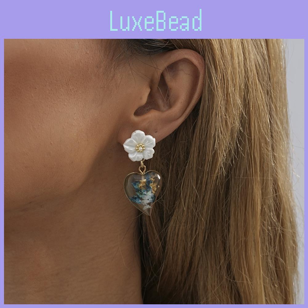Elegant 2023 Heart Shaped Resin Flower Stud Earrings Fashionable Women's Jewelry