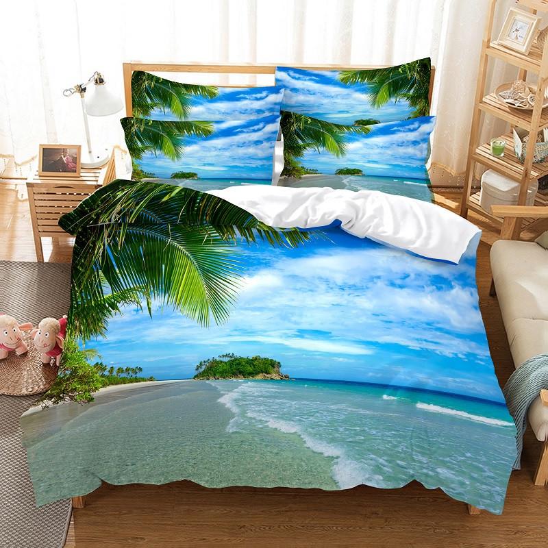 Cartoon Beach Car Duvet Cover Set 3d Digital Printing Polyester Comforter Cover King Queen Full Size for Kids Girls Bedding Set