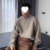 2025 Men's Korean Style High Neck Wool Sweater - Autumn/Winter Knitted Loose Fit