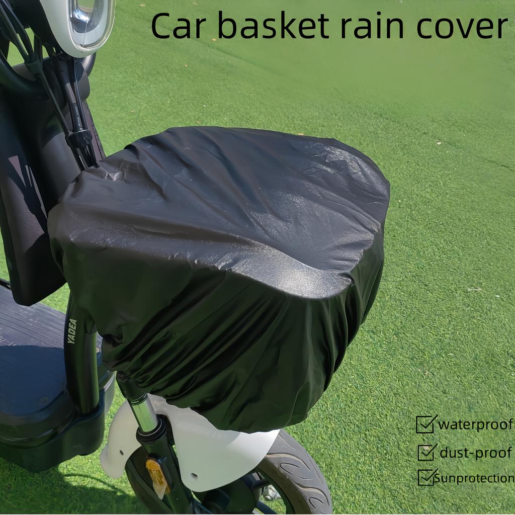 Outdoor Bike Basket Cover, Waterproof UV-Resistant Durable, Fits Electric Scooters Motorcycles Bicycles, Black Cover