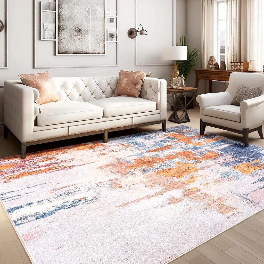 NOAHAS Modern Abstract Rugs Fluffy Vintage Area Rug for Living Room Bedroom Carpet Home Decor