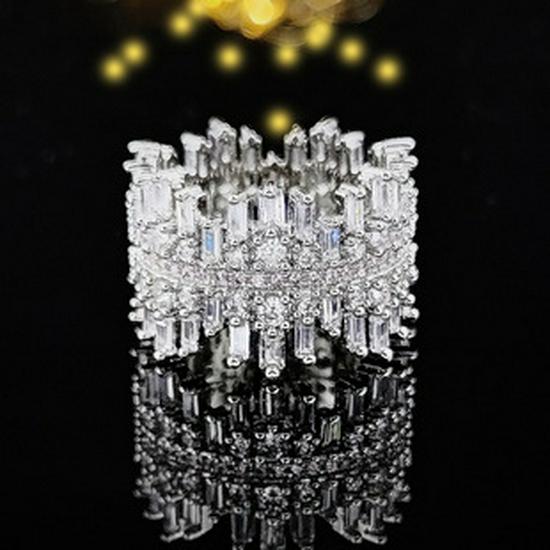 Shein Multi-Row Luxury Zircon Eternity Ring R5579 for Women