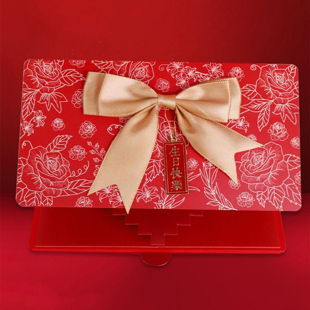 3D Birthday Red Envelope Greeting Card Foldable Multiple Card Slots Musical Light Greeting Card Red Envelope Greeting Card