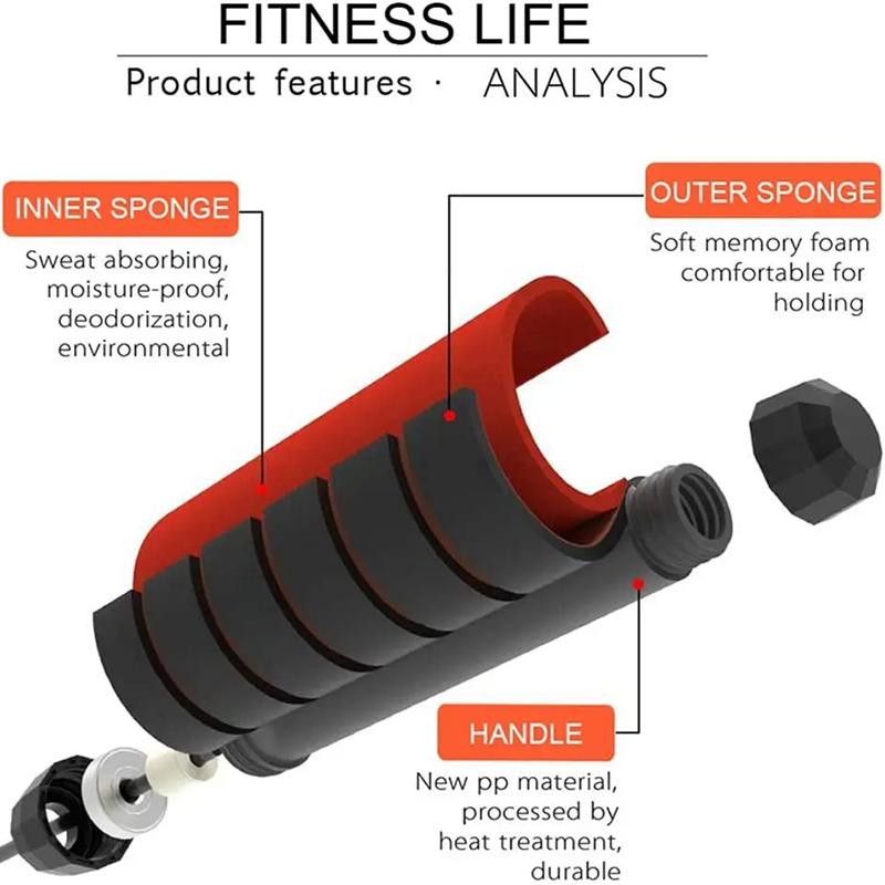 Nastavitelné švihadlo s nastavitelnou rychlostí a bez zamotávání, bez zátěže, s kuličkovými ložisky a pěnovými rukojeťmi pro domácí fitness a hubnutí