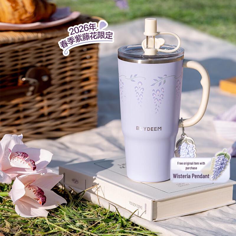 Buydeem Wisteria 750ml Insulated Tumbler with Straw