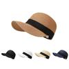 Fashion Wide Brim Woven Straw Hat Breathable Woven Straw Women's Sun Hats Lightweight Foldable UV Protection Cap Summer