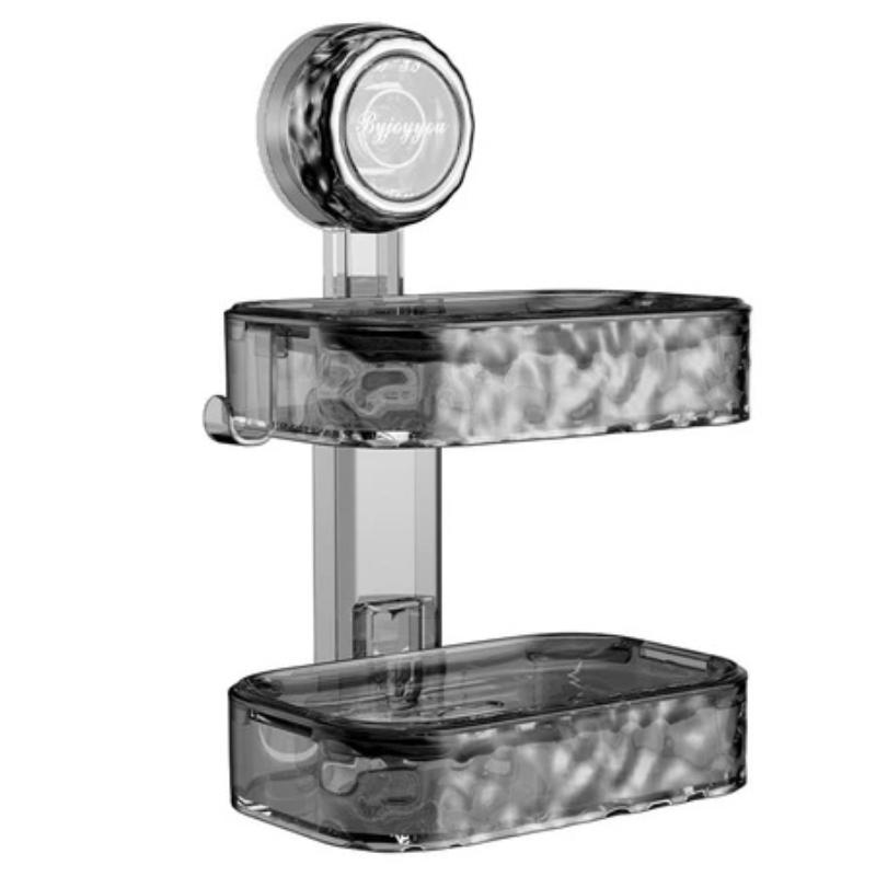 Soap Holder with Suction Cup Wall Hanging Double Layer Non Slip Soap Box No Punch for Bathroom Shower Home Storage