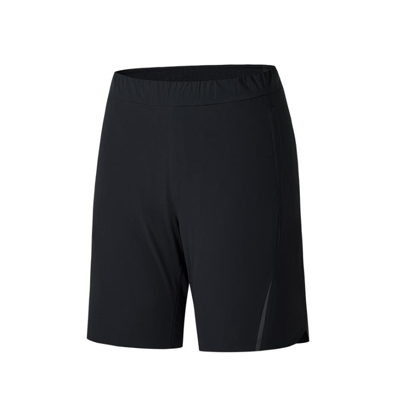 Anta Champion Outdoor Series Solid Color Mid-Rise Comfortable Breathable Versatile Straight-Leg Sports Shorts Women shorts Basic-Black 162520512-1