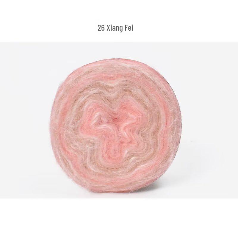 Hand-Dyed Gradient Rainbow Mohair Yarn - Fluffy, Soft, and Perfect for Knitting and DIY Projects.