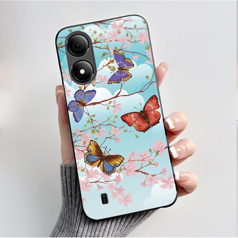 Custodia con Stampa per ZTE Blade A33S A34 Guscio Nero in Morbido Silicone per ZTE Blade A31 Plus Custodia Carina con Fiori e Cartoni Animati