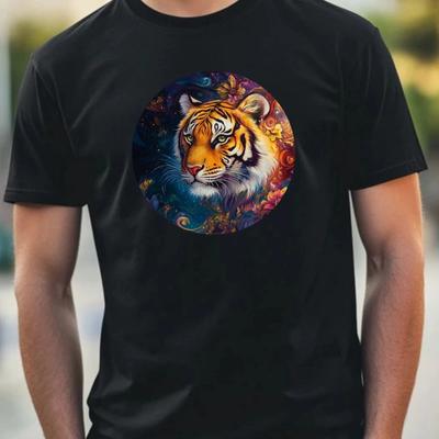 T-Shirt Herren Tiger Portrait Motiv Baumwolle Größe XS Bis 5XL