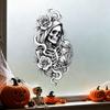 Skull Rose Window Cling Halloween Skeleton And Static Clings, Removable Sketch & Decoration Flower Glass Sticker, Waterproof PVC Decal for Home Store