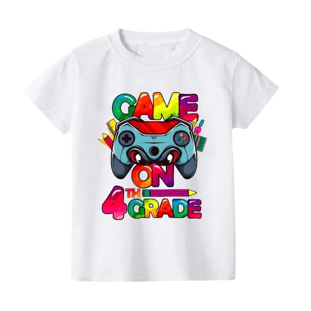 Game On First Grade Shirt Back To School Tee for Gamers 1st Day of School for Boys Truck Print Summer Kids Short Sleeves Top
