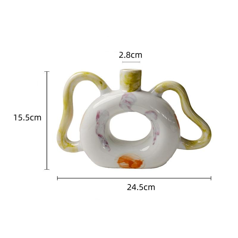 

Ceramic Vase Abstract Handle Hand-doodle Flower Vase Floral Arrangement Accessories Terrarium Home Decoration Accessories