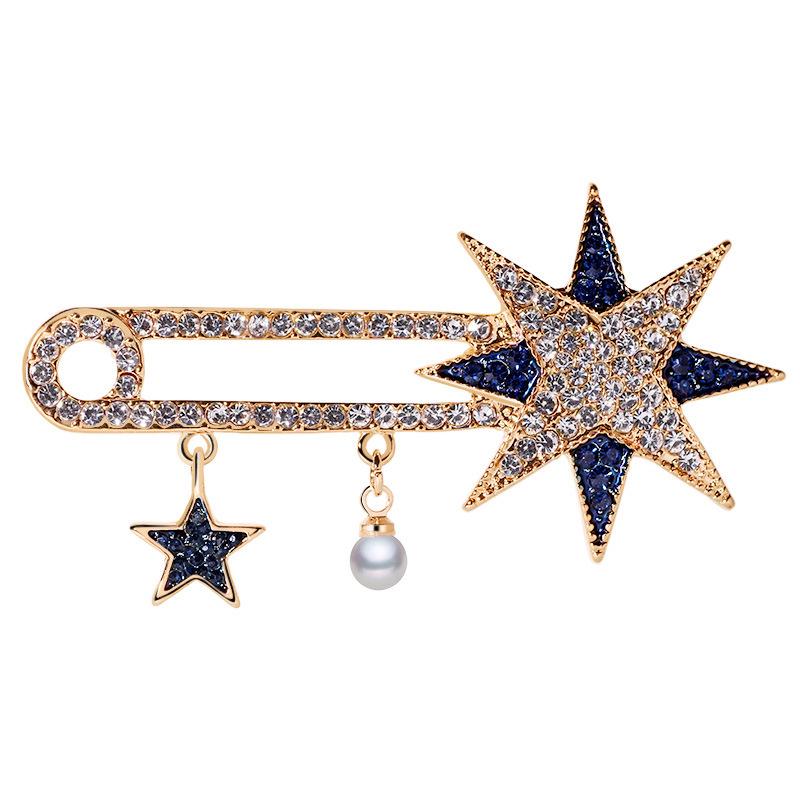 Bo Xin Yun Enamel Starry Sky Brooch - Copper Zirconia Lapel Pin Accessory