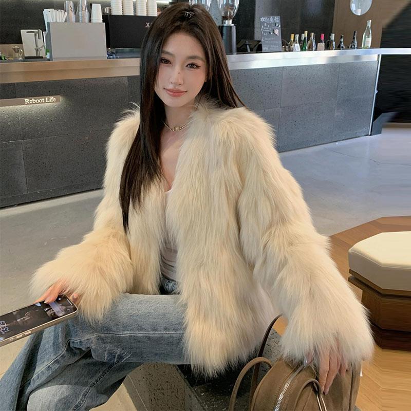 Imitation Rex rabbit fur integrated coat women's autumn and winter furry feeling rich daughter fur fur