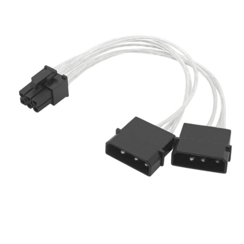 Power Supply Cable IDE Double 4Pin to 6Pin Connectors for PCIe Graphics Card Replacement for Video Card Accessories