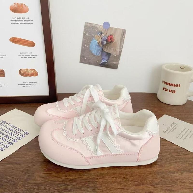 

Белые туфли с круглым носком женские осенние новые студенческие модные универсальные женские туфли на шнуровке повседневные кеды 40 розовый