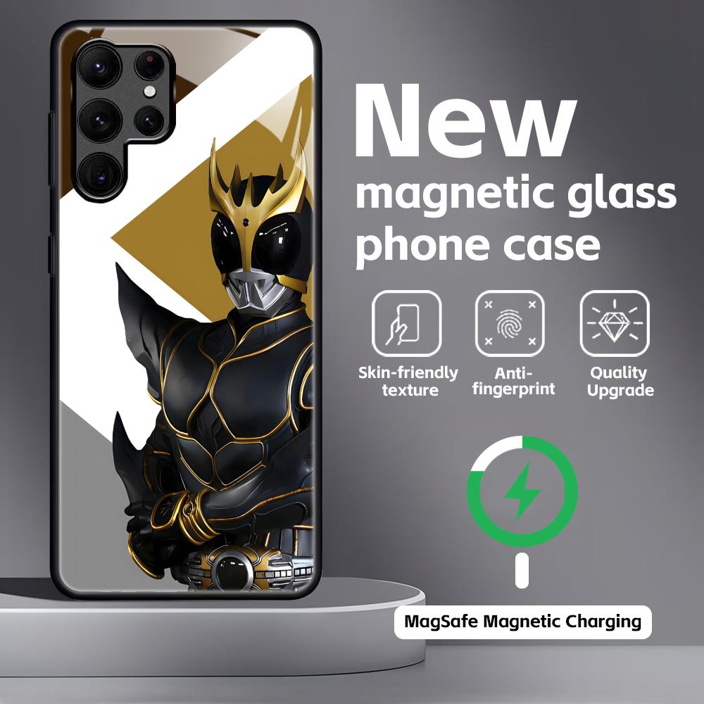 

Kamen Rider Phone Case For Samsung S26 S25 S24 S23 S22 S21 Plus Ultra Note20 Glass Magnetic Case Galaxy S22+ 5G