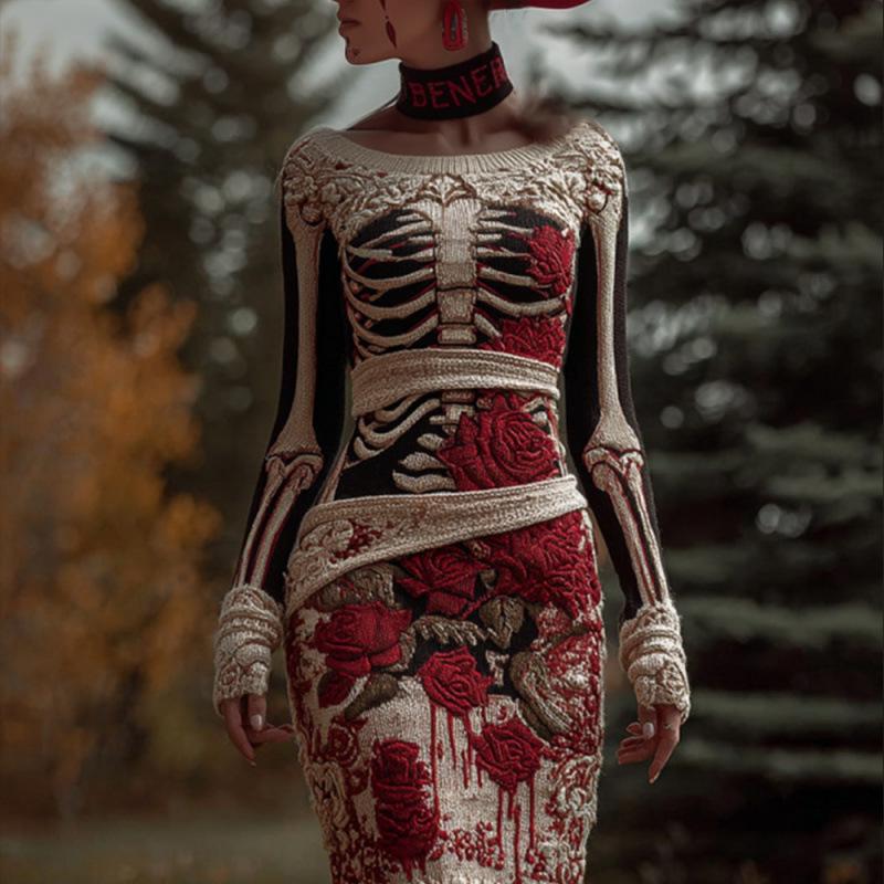 2025 Halloween European & American Street Style 3D Skull Print Short Sleeve Sweater