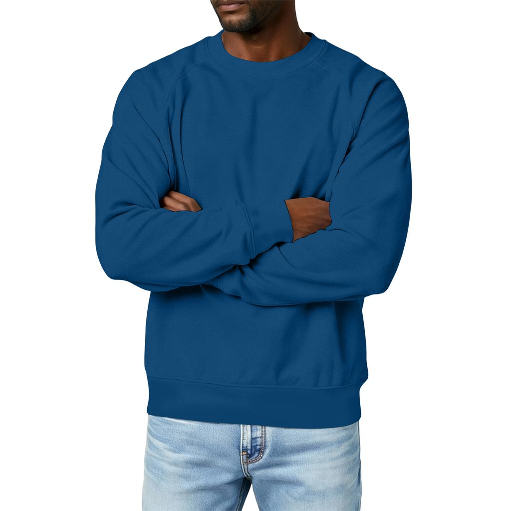 Men's Round Neck Fleece-Lined Thick Solid Color Sweatshirt