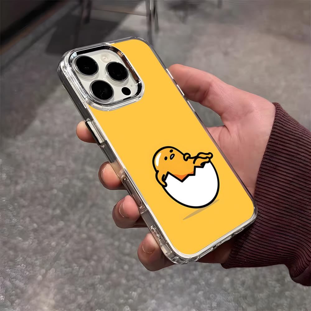 G-Gudetama Egg Cute Phone Case For IPhone 17 Air 16 E 15 14 13 12 11 Plus Pro Max Electroplated Transparent Soft Shell
