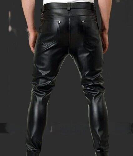 Men's Leather Pants Stylish Black Casual Biker Party Wear  Genuine Lambskin Handmade