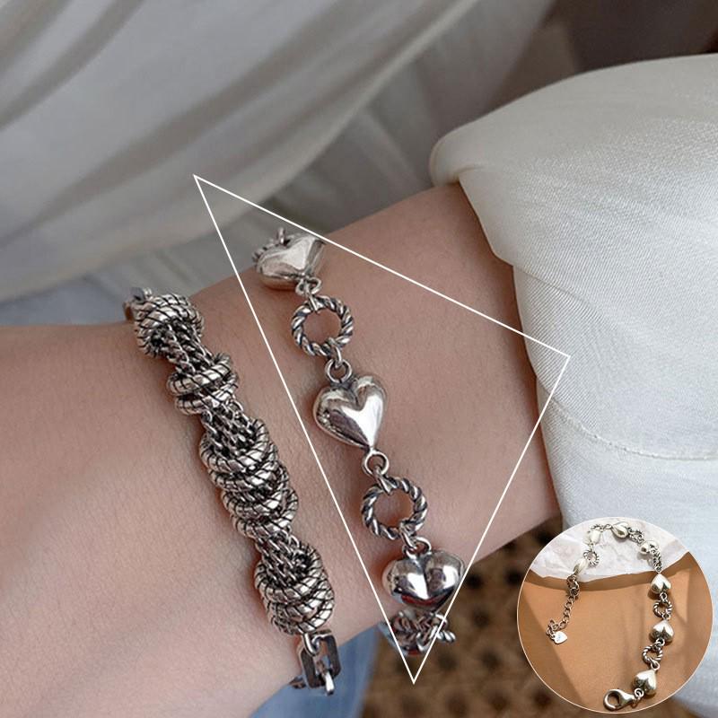 Retro Braided Open Bangle: S925 Silver Plated Unisex Bracelet - Trendy Heavy Industry Design