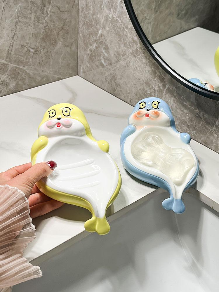 Seal Soap Box Ceramic Soap Dish Bathroom Drainage Without Water Accumulation Storage Soap Box Bathroom Accessories