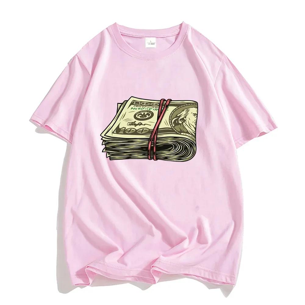 Tshirts Short Sleeve Summer Shirt Graphic Print Money Hundred Dollar Teeshirt Casual Comfortable
